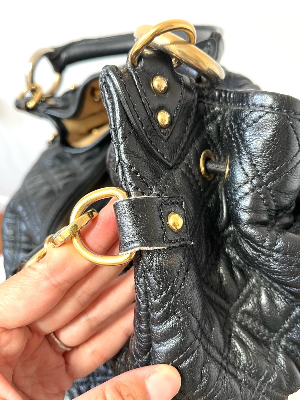 Marc Jacobs Black Quilted Stam Hobo Bag with Gold Chain - Picture 13 of 16
